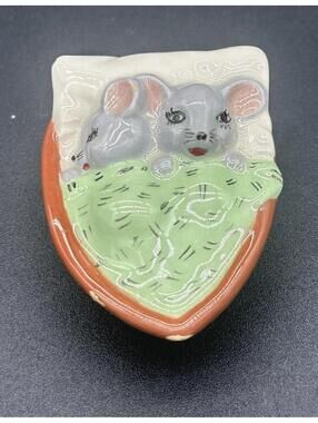 🐭 Vintage 1975 Duncan Ceramics Mouse Couple Walnut Shell Figurine 🐭